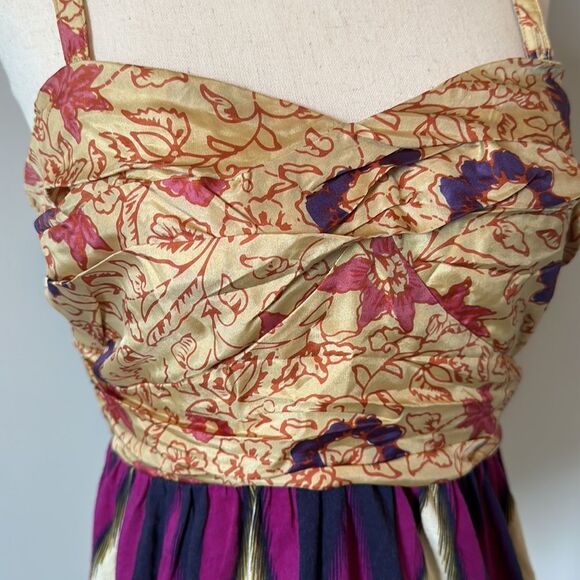 Deletta sz S floral peplum cami top silk top removable straps - Picture 2 of 10